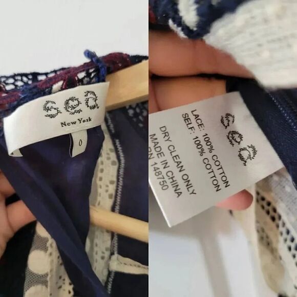 Sea NY Ila lace 3/4 sleeve top | blue multi sz 0 $365 - Picture 9 of 10